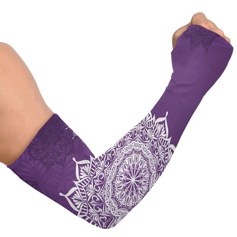 OTVEE Lace Mandala On Purple Arm Sleeves 1 Pair, UV